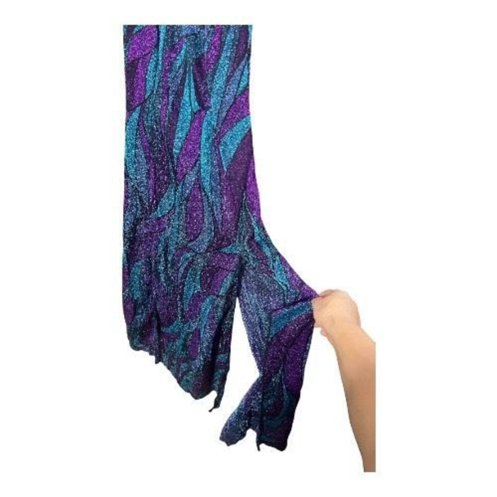 Women Unitard Maxi Dress Size S Ballroom Leotard Split Dress Purple Glitter - Picture 3 of 11